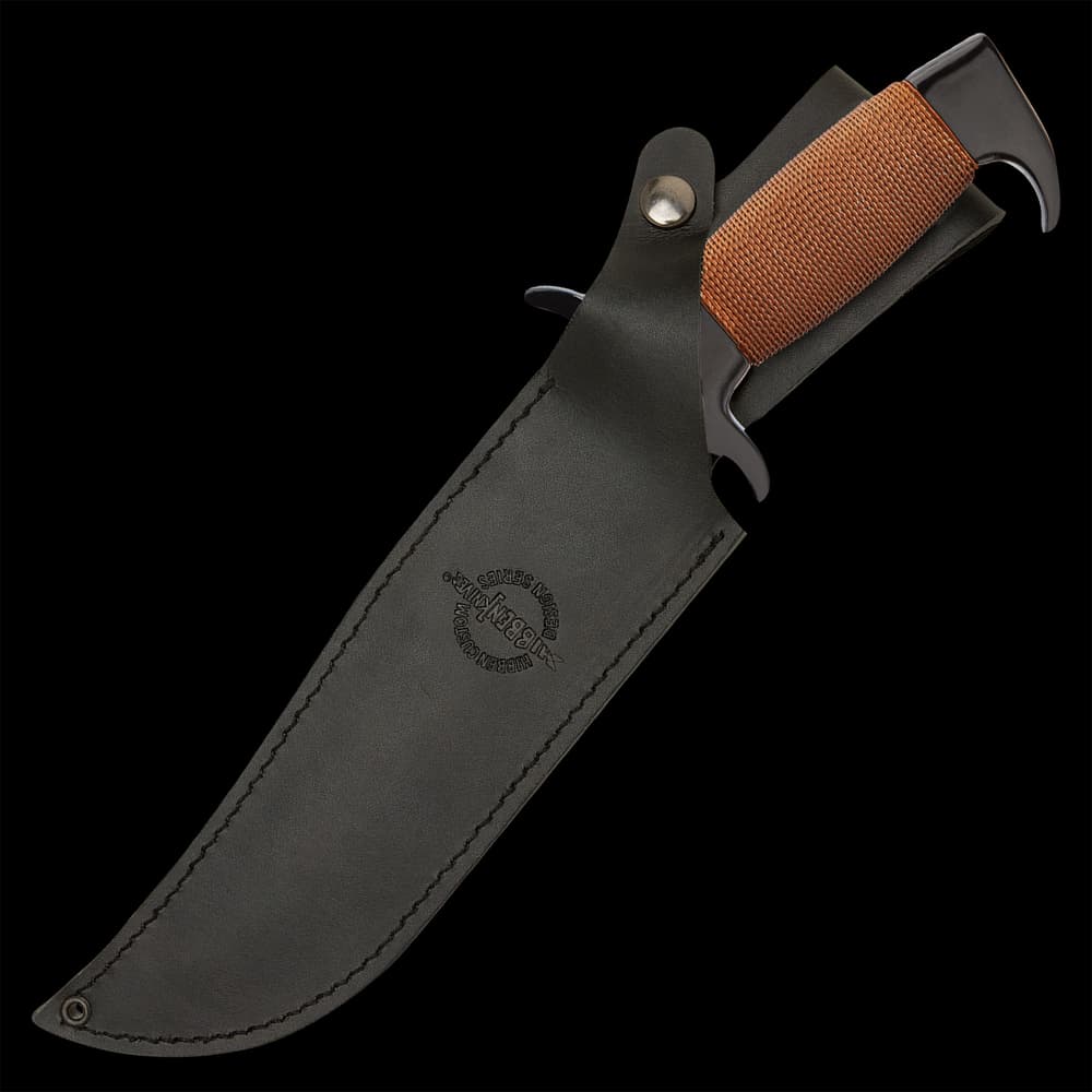 The knives have copper-colored, wire-wrapped handles with black, chrome-finished metal pommels and handguards image number 4