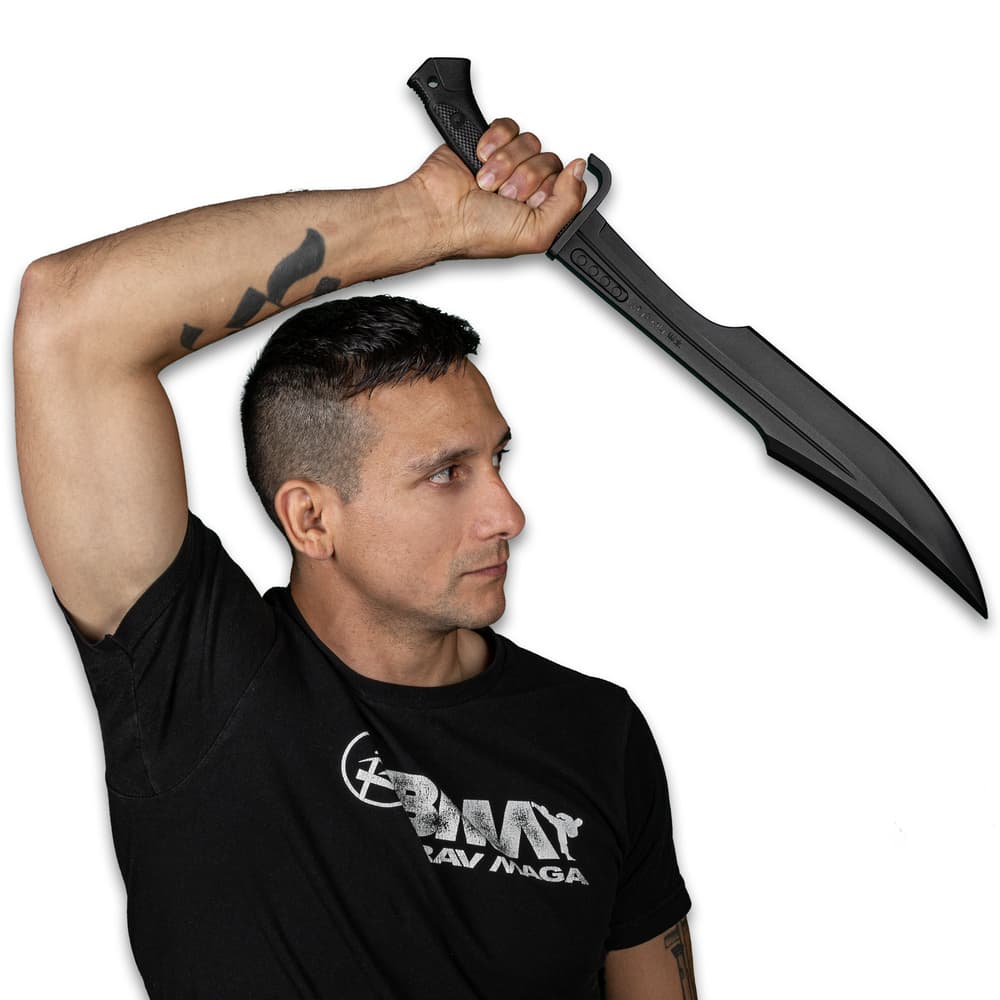 Angled image of the Training Spartan Sword held in hand. image number 4
