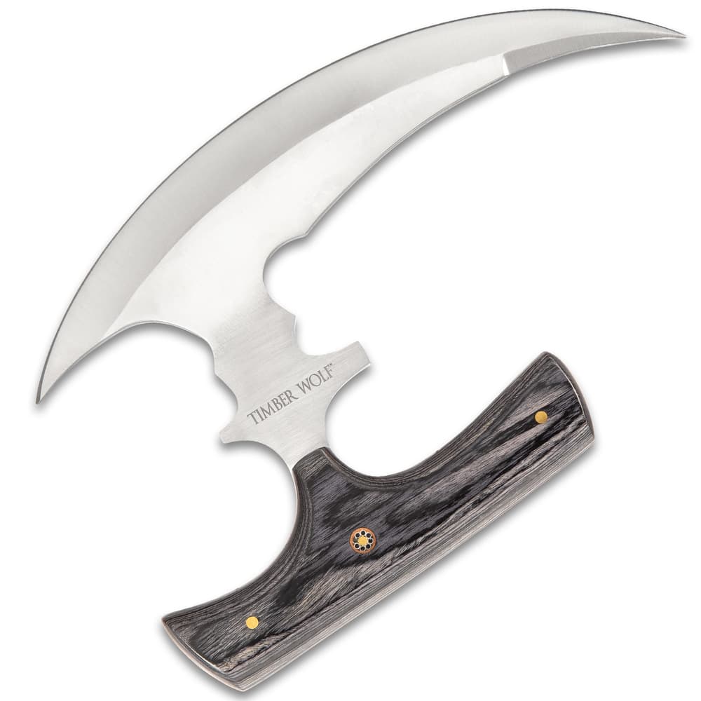 Timber Wolf Reaper Urban Ulu With Sheath - Stainless Steel Blade, Full Tang, Wooden Handle Scales - Length 4 3/4” image number 4