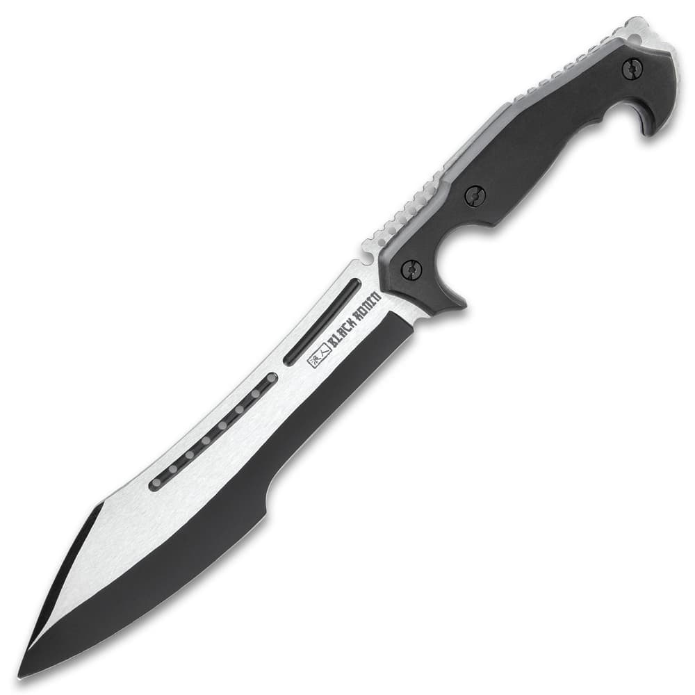 Black Ronin Stealth Machete And Sheath - Stainless Steel Blade, Black And Satin Finish, Wooden Handle - Length 16" image number 4