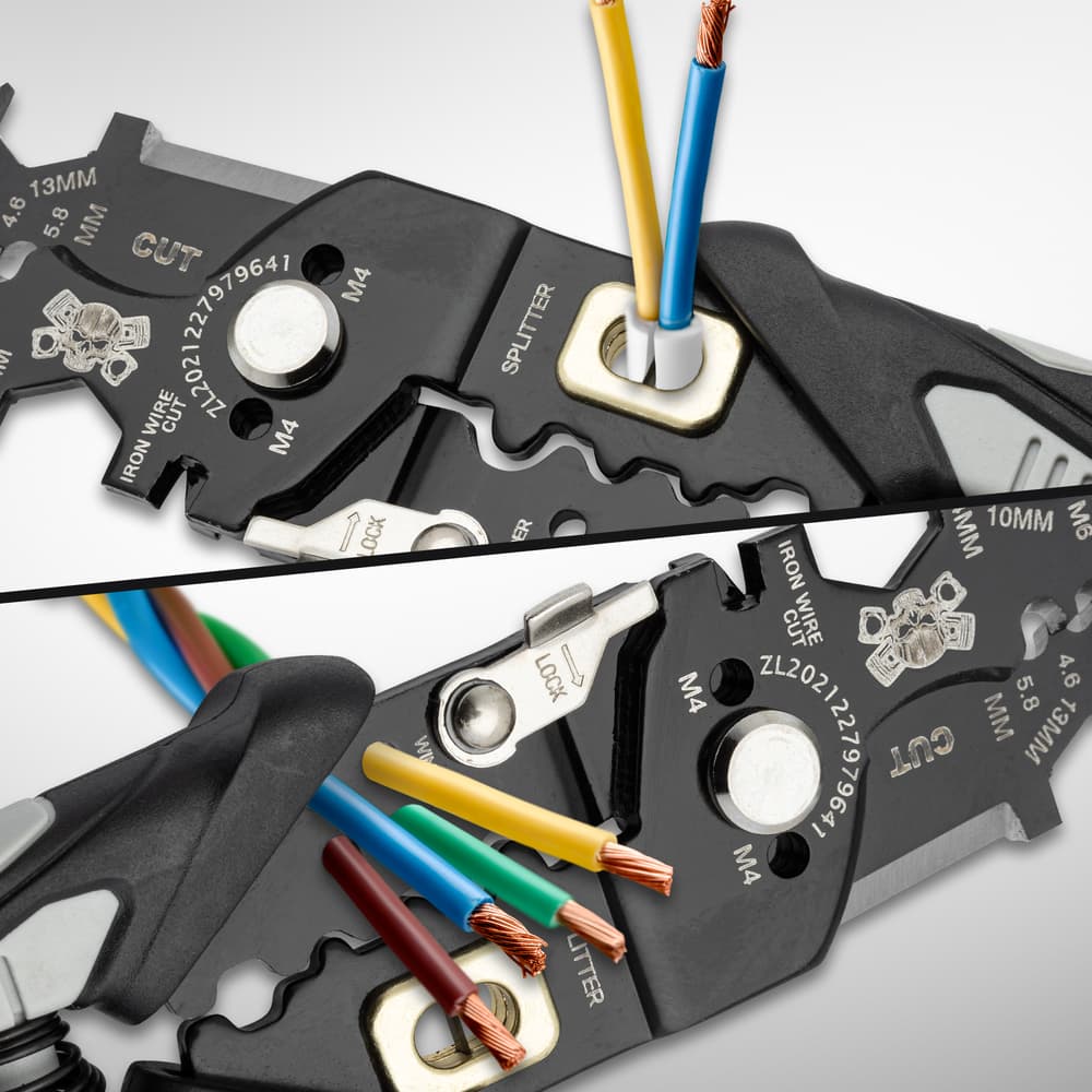 Angled image of the Clamp Multitool splitting and twisting a wire. image number 4