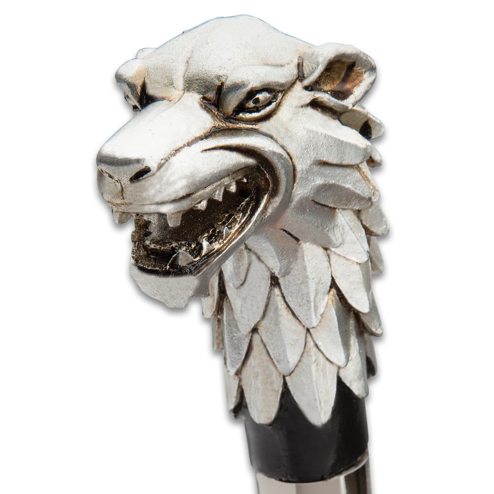 Antique Wolf Head Sword Cane - Stainless Steel Blade, Cold Cast Resin Handle, Aluminum Shaft, Rubber Toe - Length 36 1/4” image number 4