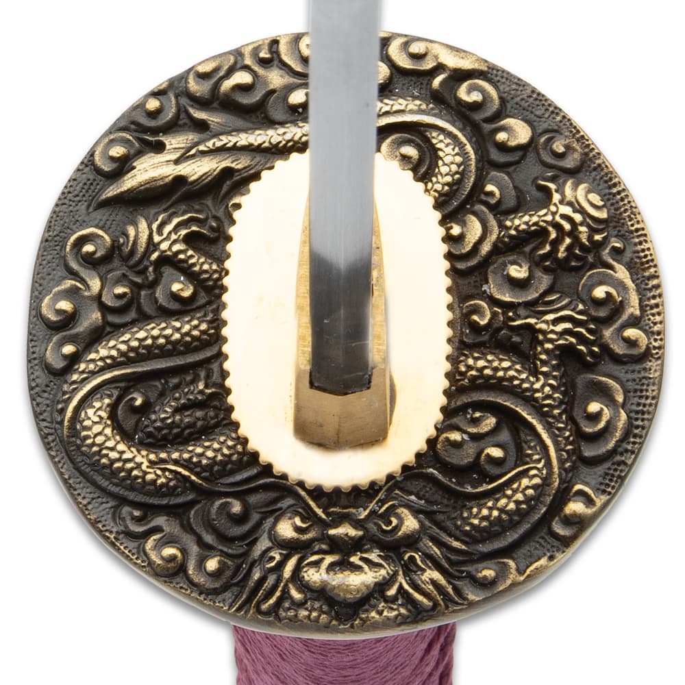 Close up image of the tsuba on the Katana. image number 4