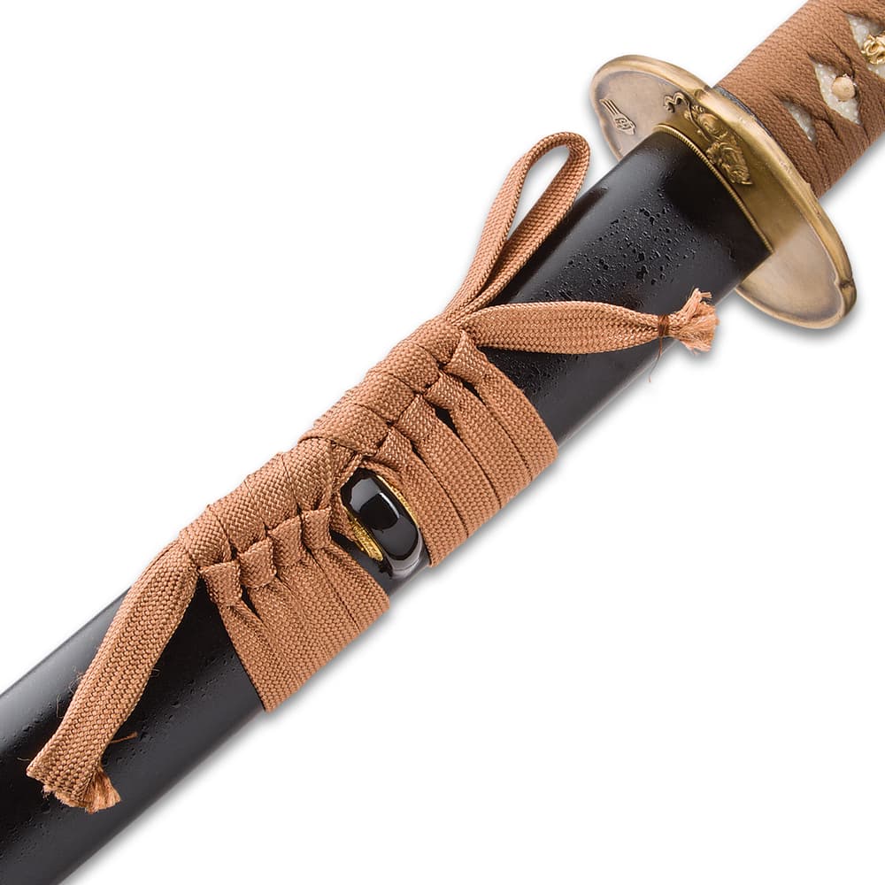 Sokojikara Dynasty Handmade Katana / Samurai Sword - T10 High Carbon Steel, Hand Forged, Clay Tempered - Genuine Ray Skin; Bronze Tsuba - Functional, Full Tang, Battle Ready image number 4