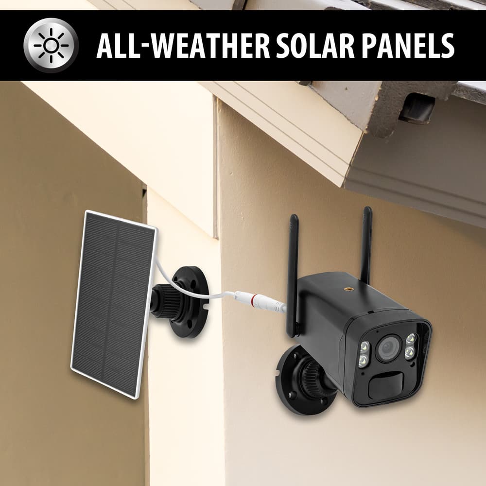 This image shows the solar panel attachment of the wi-fi security cameras. image number 4