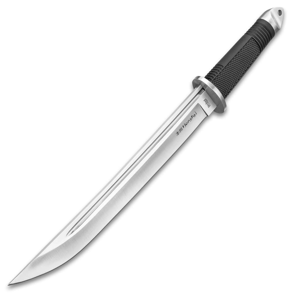 United Cutlery Honshu Tanto Knife And Leather Sheath - Stainless Steel Blade, TPR Handle, Stainless Steel Guard And Pommel image number 5