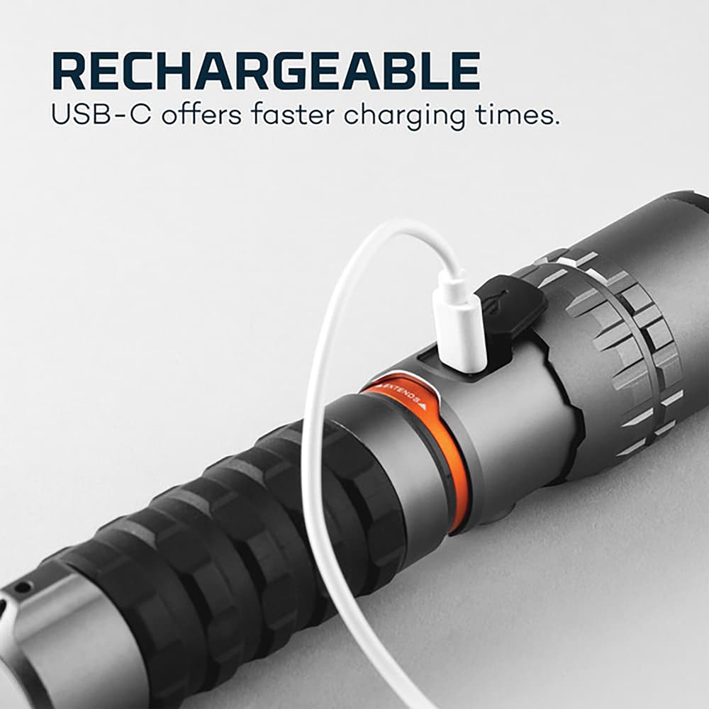 Included with the flashlight is a USB-C to USB charging cable and a lanyard image number 5
