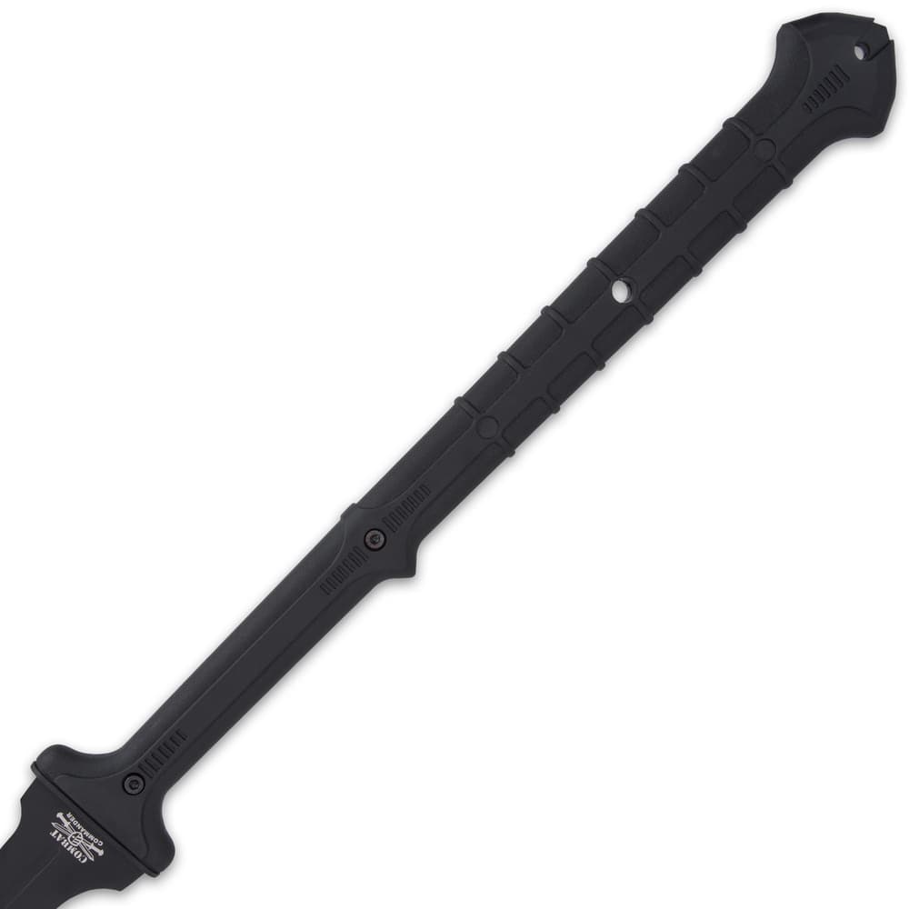 It has an extended, nylon fiber handle with a textured grip and it features a lanyard hole image number 5