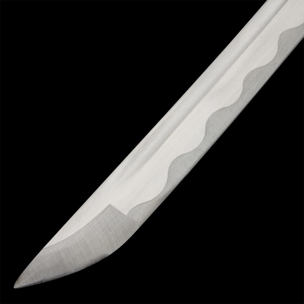 The full-tang, 28 1/2” blade is crafted of high carbon steel, which extends from a polished brass habaki image number 5