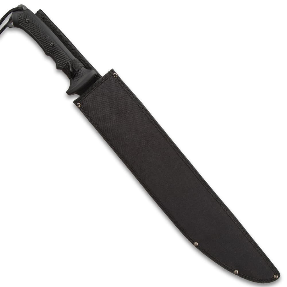 Devil Dogs Armed Forces Machete With Sheath - AUS-8 Stainless Steel Blade, Two-Toned Finish, Rubberized ABS Handle - Length 25” image number 6