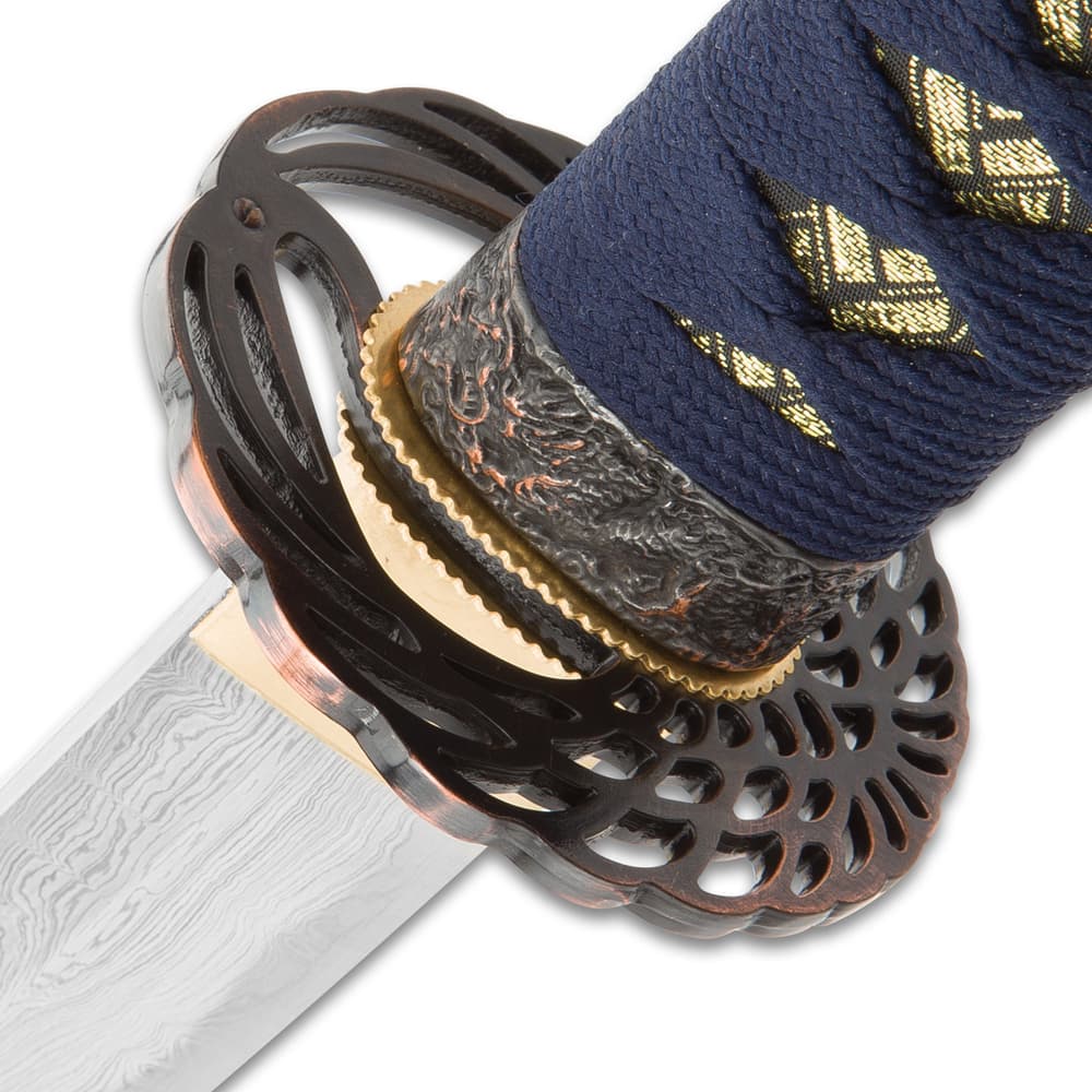 Shinwa Wellspring Handmade Tachi / Samurai Sword - Hand Forged Damascus Steel - Historical Katana Predecessor - Traditional Wooden Saya - Functional, Battle Ready, Full Tang image number 6