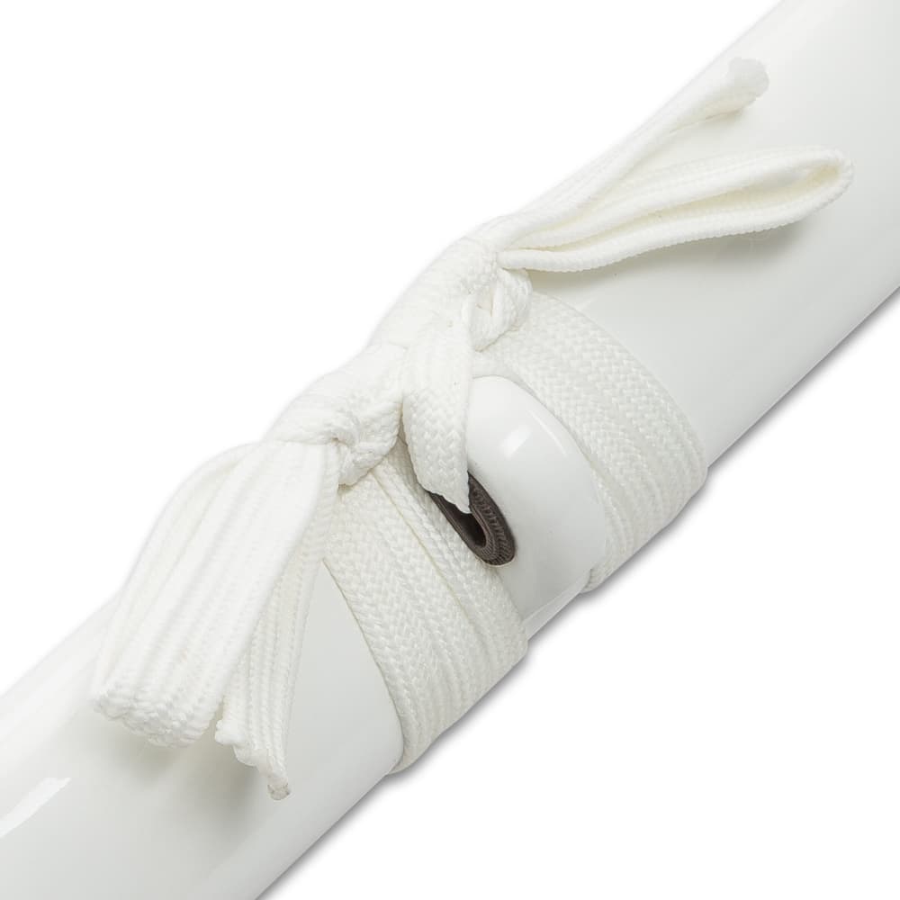 White scabbard wrapped with white nylon hanging cord. image number 7
