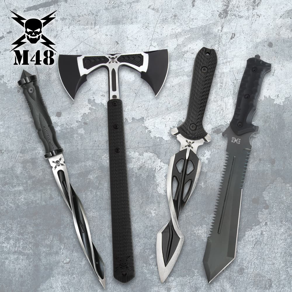 Four tactical weapons on a textured background image number 0