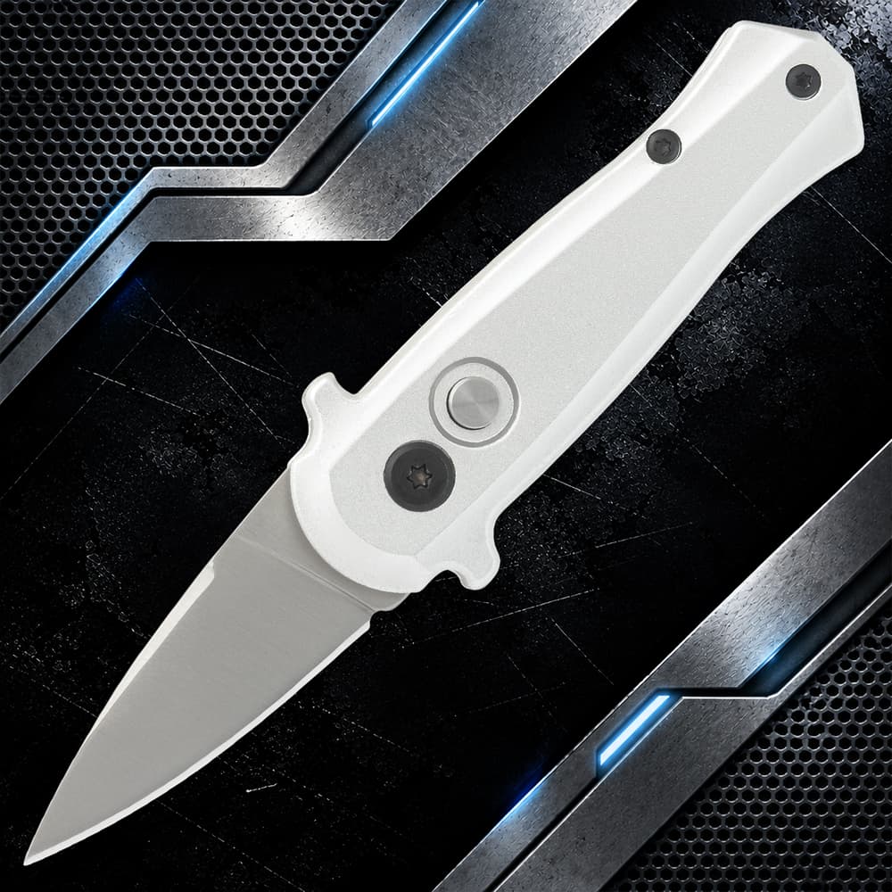 Silver knife with metallic background image number 0
