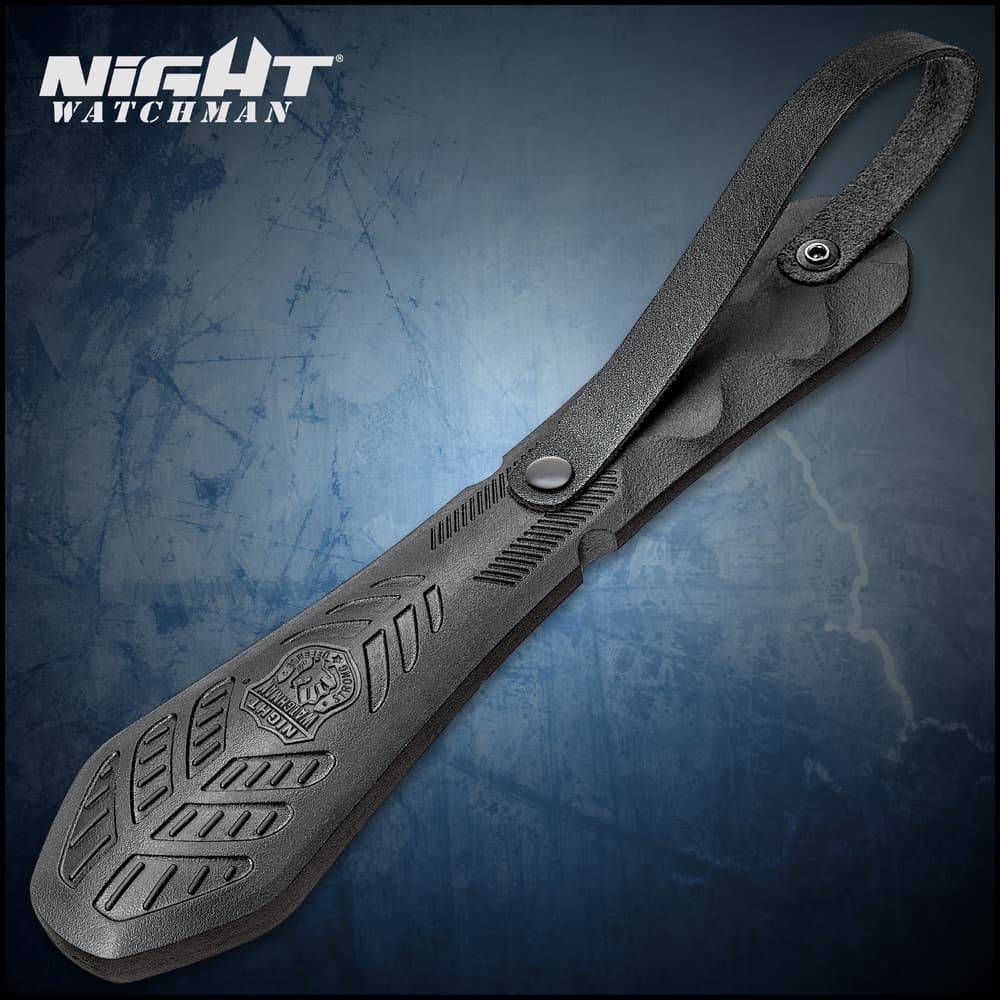 Night Watchman Blackjack Slapper - Solid TPR Rubber Construction, Molded Texture, Genuine Leather Handle Strap - Length 10” image number 0