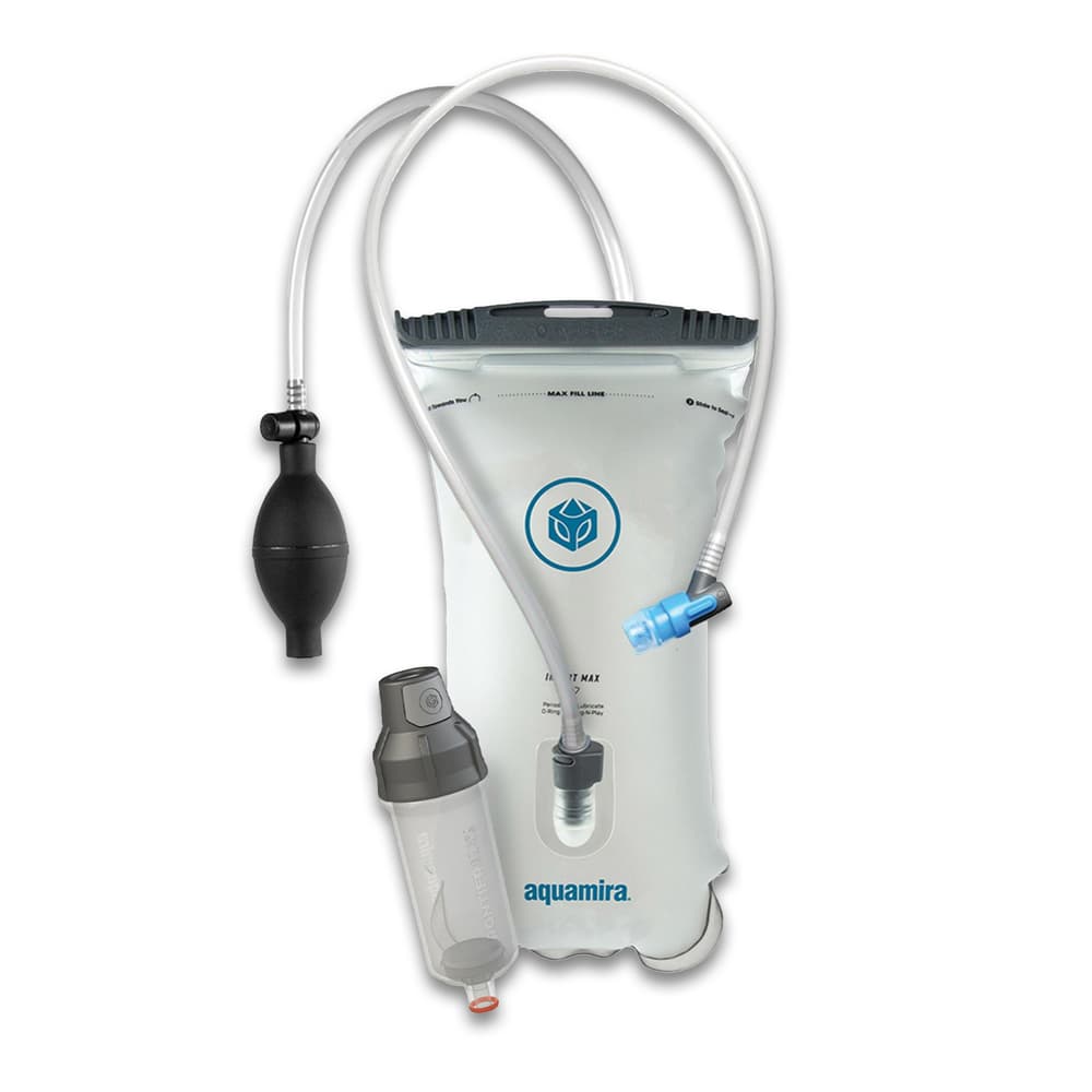 The Aquamira Pressurized Hydration Reservoir sprays water. image number 0