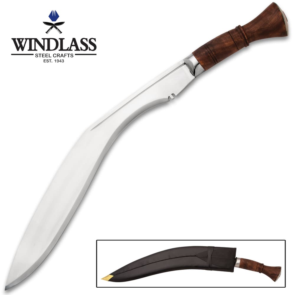 Gigantic Ceremonial Kukri With Sheath - High Carbon Steel Blade, Polished Finish, Native Hardwood Handle image number 0