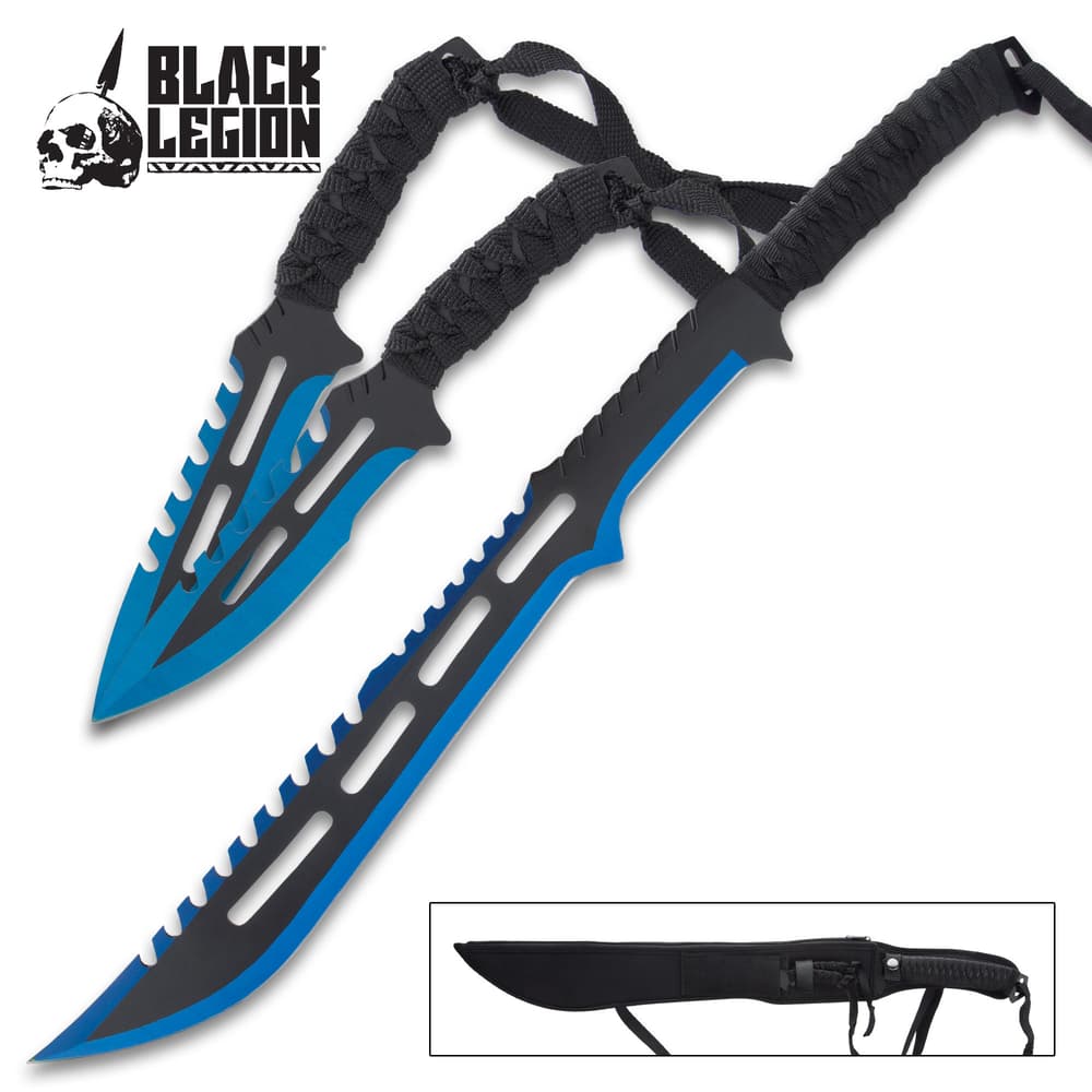 This short sword and throwing knife set is a toothy combination that will strike fear into your enemies at one glance image number 0