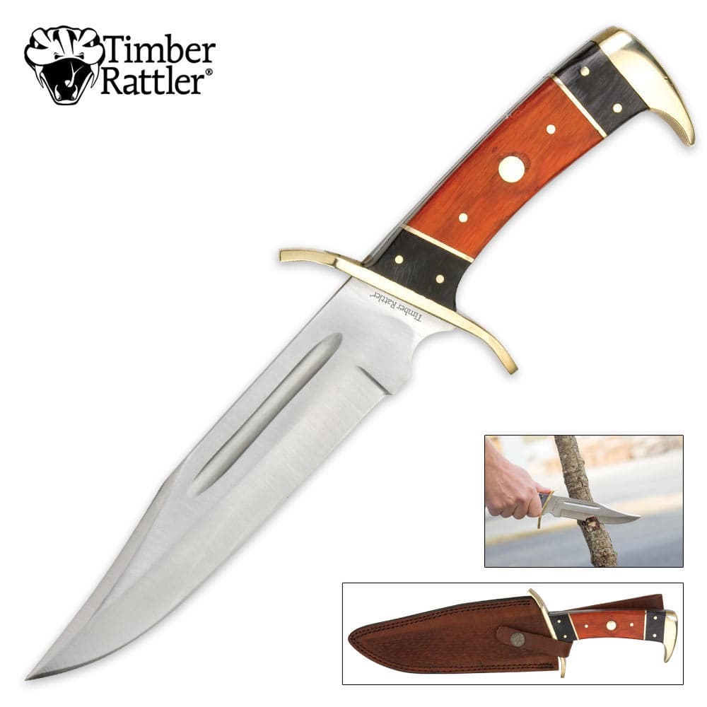 Timber Rattler 12 Inch Dark Pakka Bowie Knife image number 0