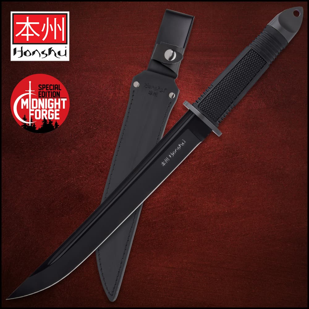 United Cutlery Honshu Midnight Forge Tanto - Stainless Steel, Black Blade, TPR Handle, Steel Guard And Pommel image number 0