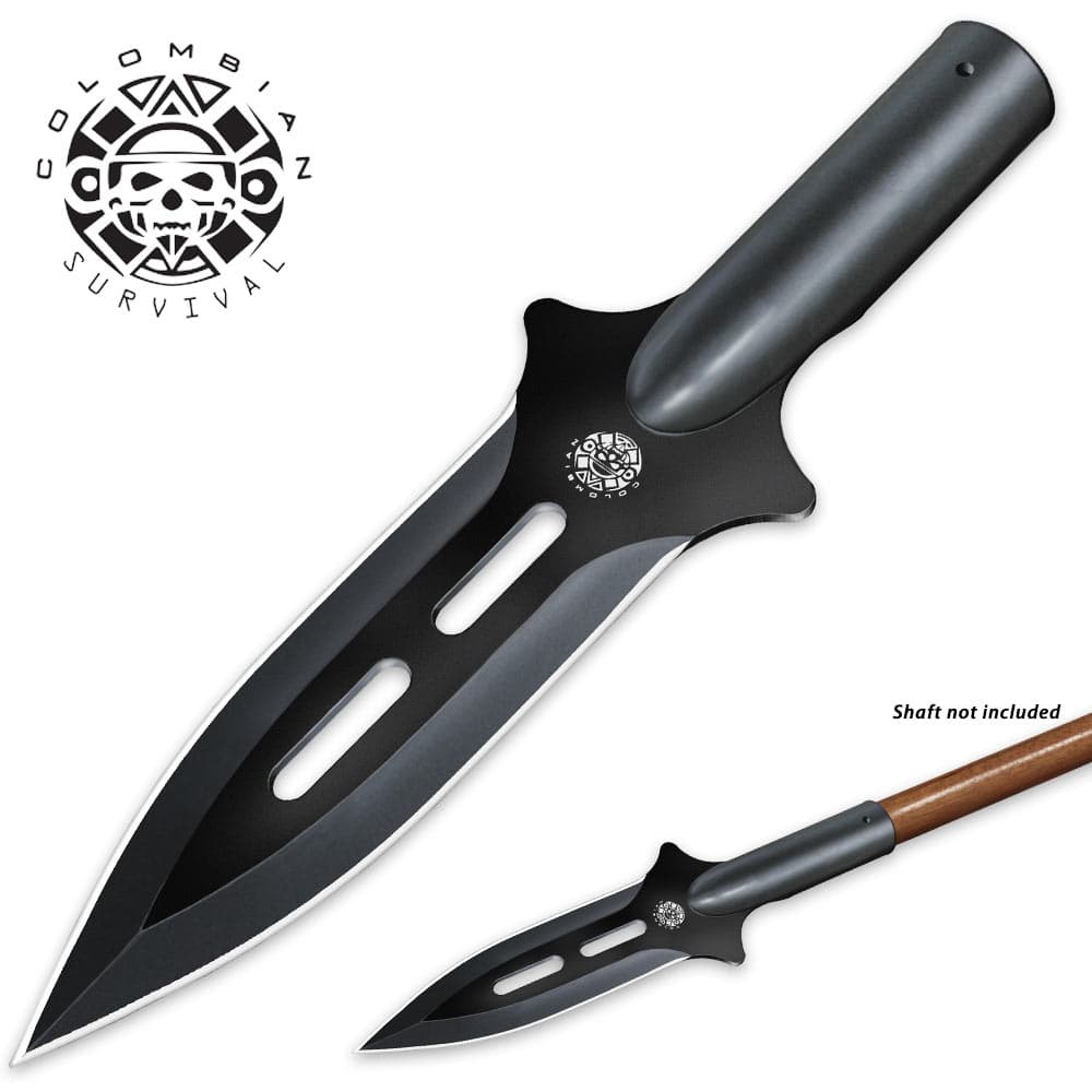 Colombian Survival spearhead shown with non reflective black oxide coating. image number 0