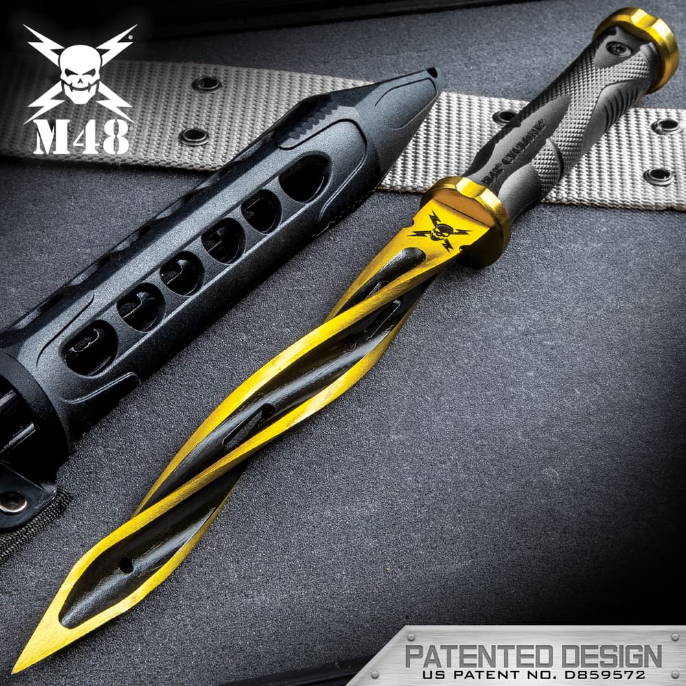 Solar Flare Gold M48 Cyclone - Cast Stainless Steel Blade, Reinforced Nylon Handle, Stainless Steel Guard And Pommel image number 0