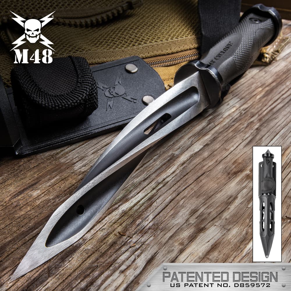 United Cutlery Cyclone Boot Knife With Custom Vortec Sheath - Cast Stainless Steel Blade, Piercing Point, Reinforced Nylon Handle - Length 10 1/2” image number 0