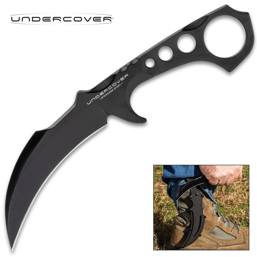 Undercover CIA Stinger Kerambit and sheath. image number 0