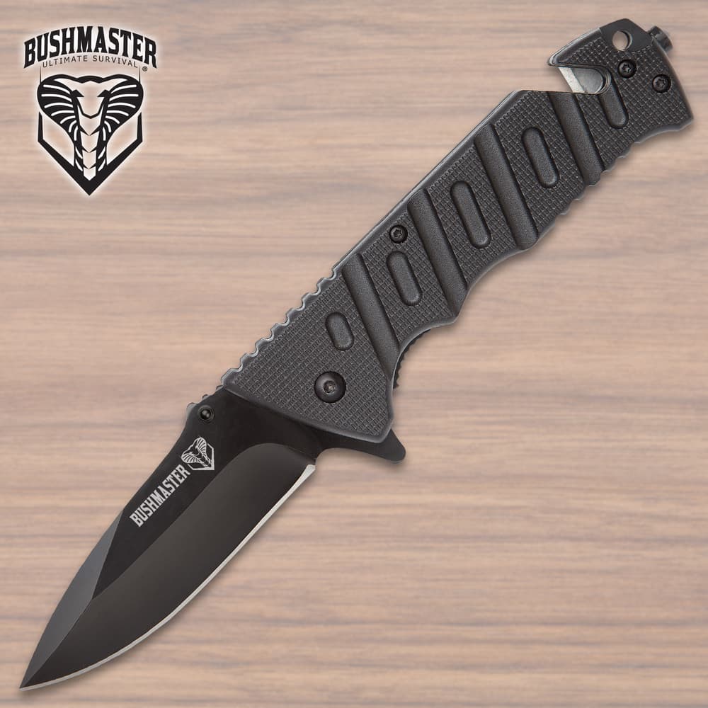 SHTF Bushmaster Tactical Black Pocket Knife image number 0