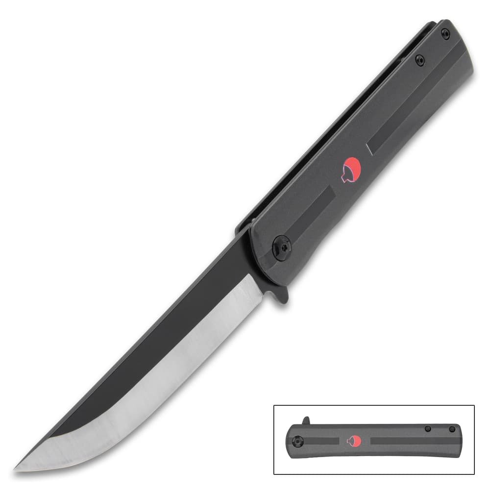 The Black Anime Assisted Opening Pocket Knife is 9” overall and 5” closed image number 0