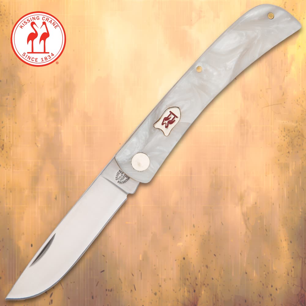 Kissing Crane Pearl Pocket Farmer Pocket Knife image number 0