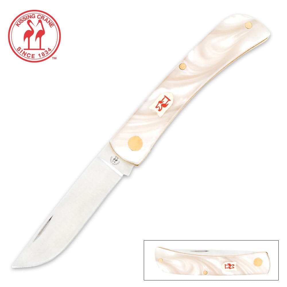 Kissing Crane Pearl Pocket Farmer Pocket Knife image number 0