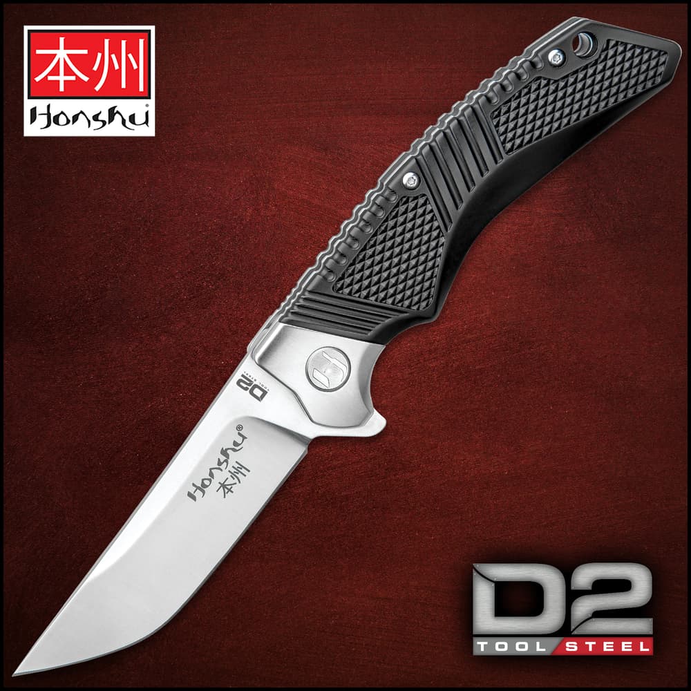 Honshu Premium Sekyuriti Ball Bearing Opening Pocket Knife - D2 Tool Steel Blade, TPU Handle Scales, Steel Pocket Clip image number 0