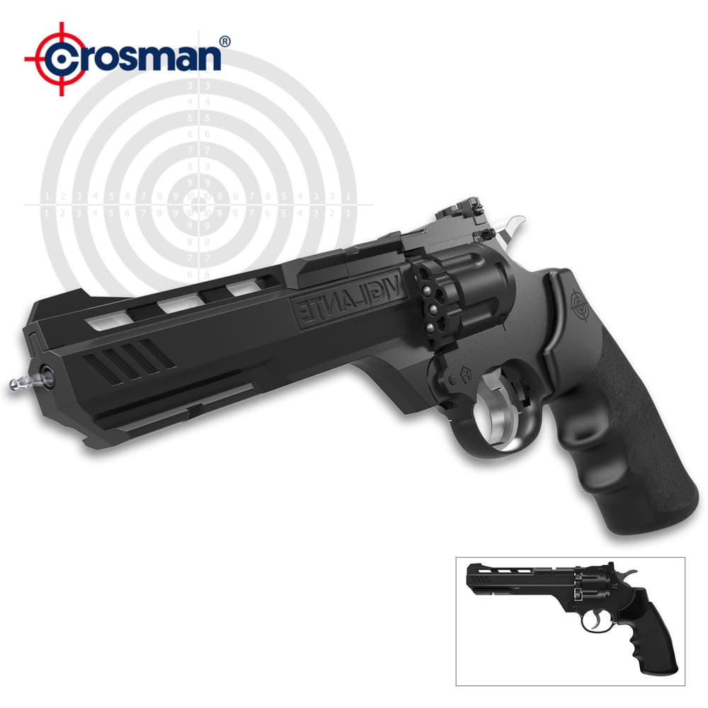 Black air pistol with target background and logo image number 0