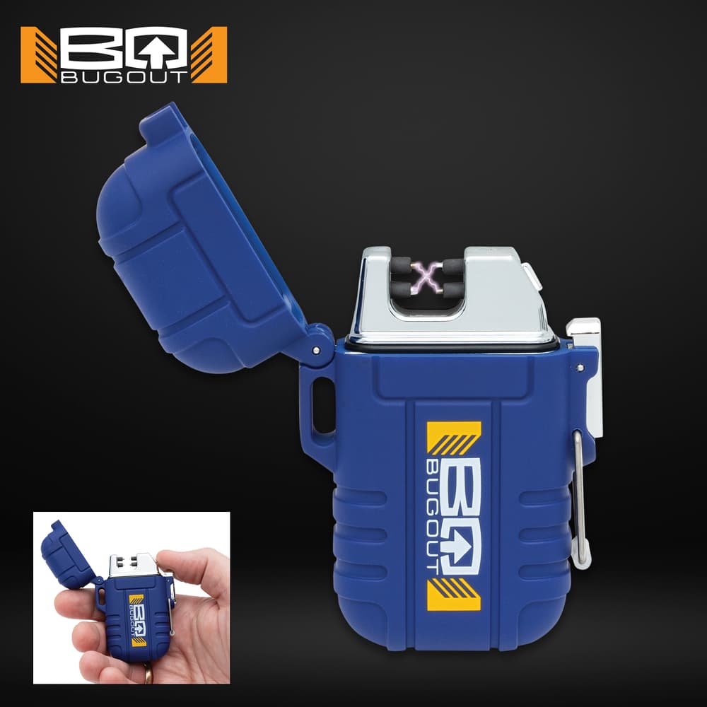 Full image of the Bugput Rechargeable Arc Lighter in blue. image number 0
