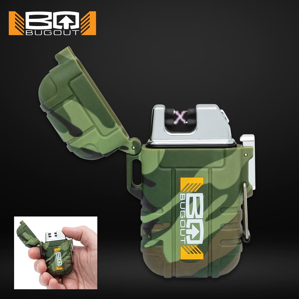 Full image of the Bugout Rechargeable Arc Lighter in camo. image number 0