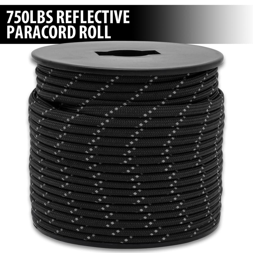 The Black Reflective Paracord has a reflective stripe. image number 0