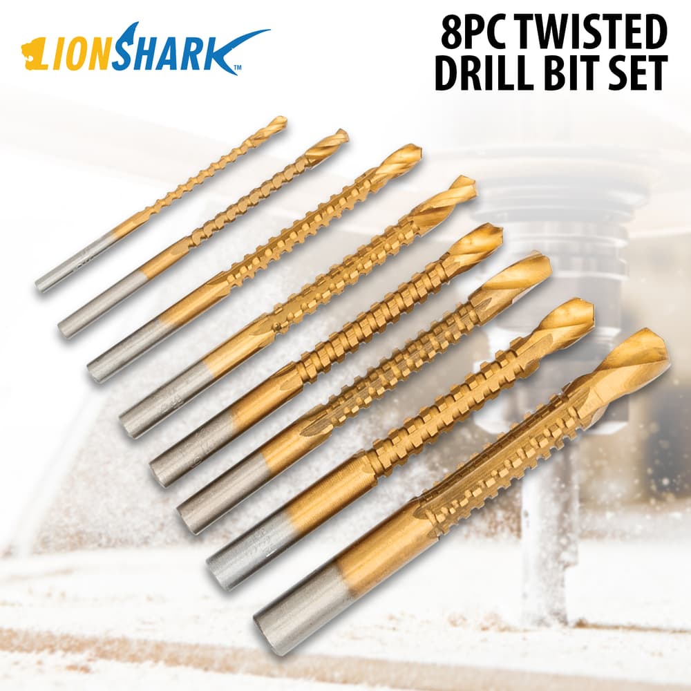 LionShark 8pc Twisted Drill Bit Set. image number 0