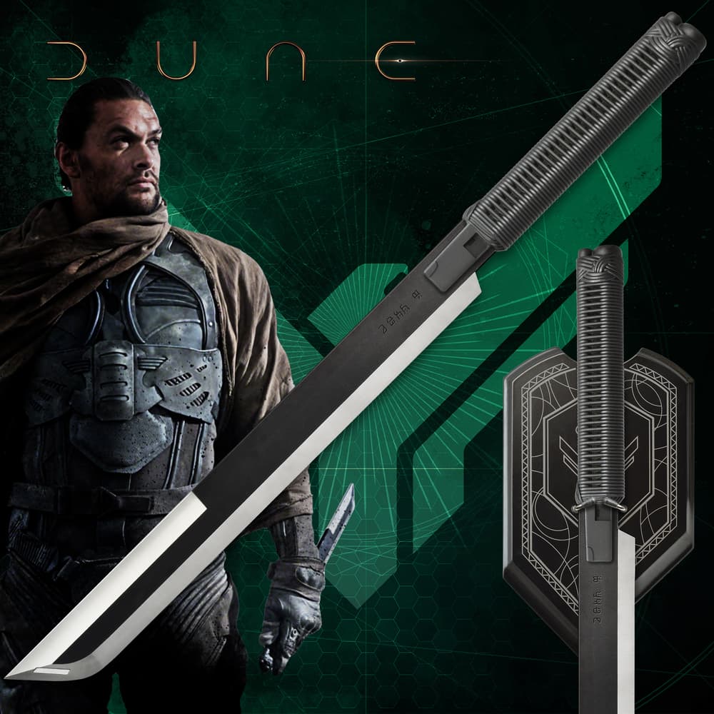 Character in armor holding a knife with a futuristic background image number 0