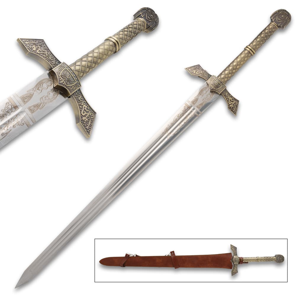 Decorative sword with intricate hilt and sheath image number 0