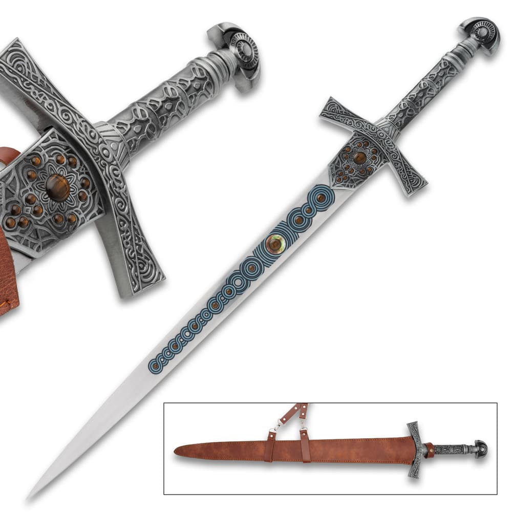 Decorative sword with intricate hilt and sheath image number 0