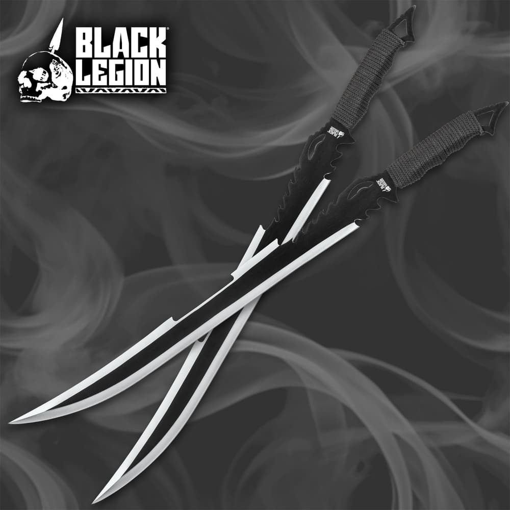 Black Legion Death Stalker Two-Piece Sword Kit - Stainless Steel Construction, Cord-Wrapped Handles, Nylon Sheaths - Lengths 25 3/4” image number 0