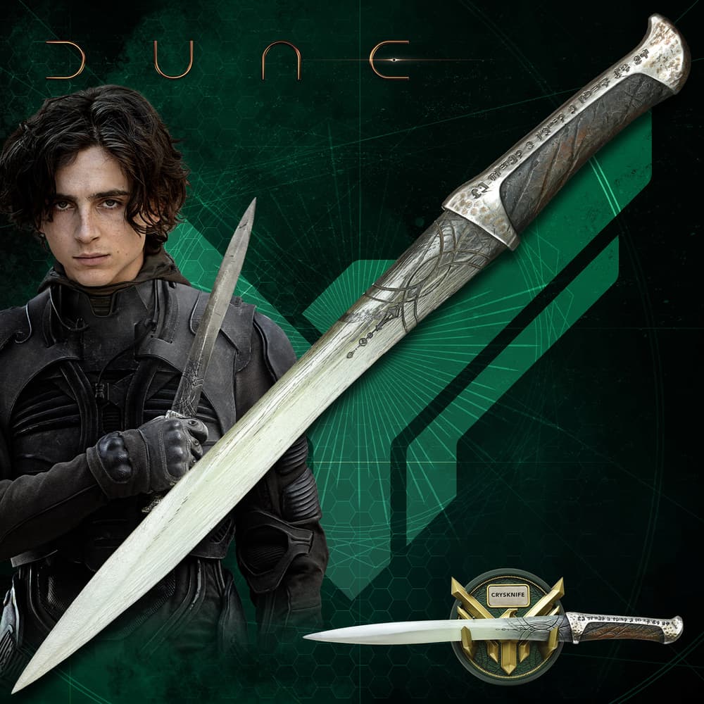 Character holding a detailed knife with intricate design image number 0