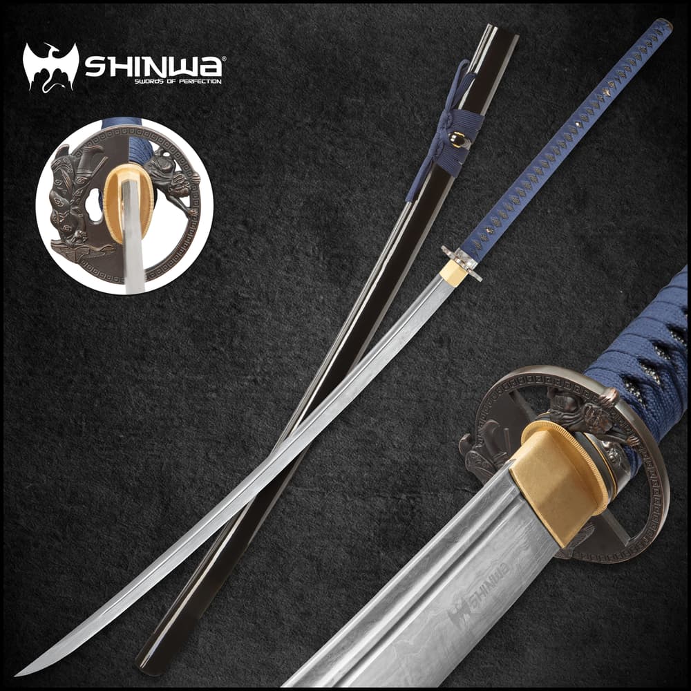 Shinwa Colossus Handmade Odachi / Giant Samurai Sword - Hand Forged Damascus Steel; Genuine Ray Skin; Dragon Tsuba - Functional, Full Tang, Battle Ready - 60” image number 0