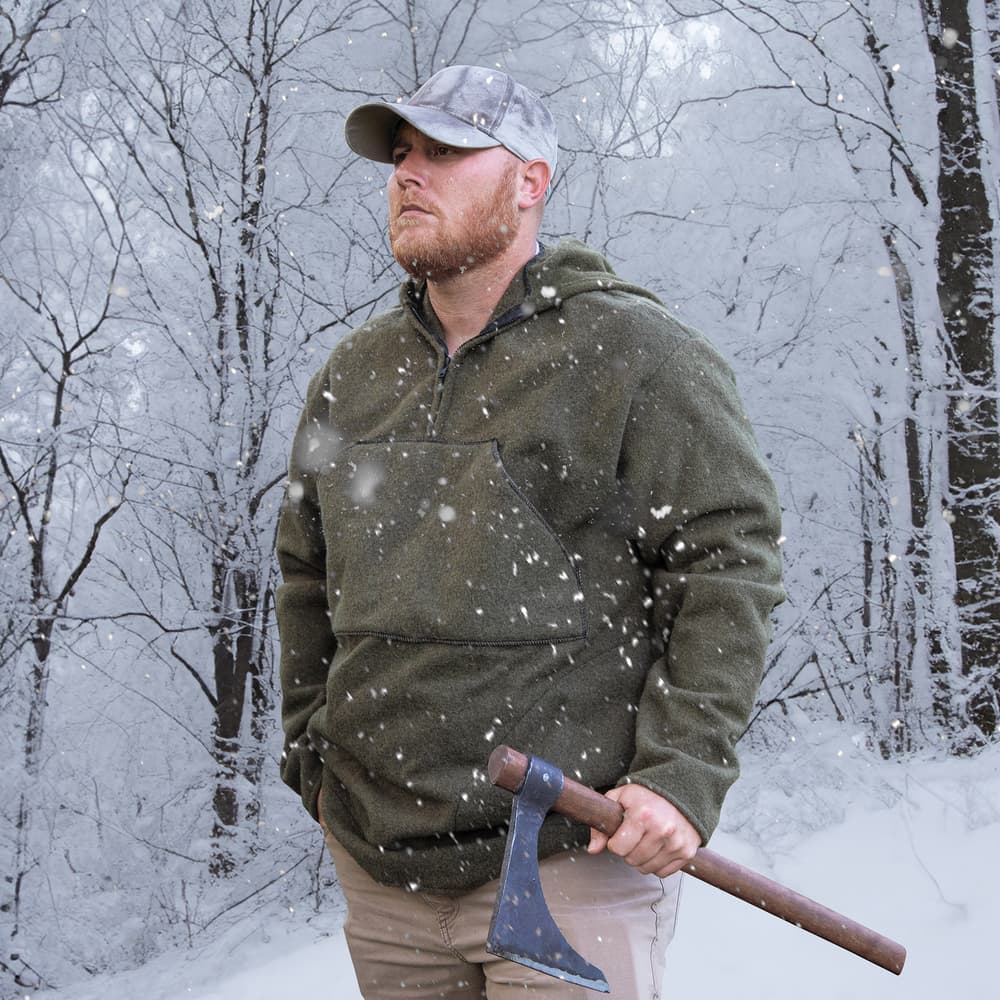 Spartan Wool OD Anorak Jacket With Hood - 80% Wool Construction