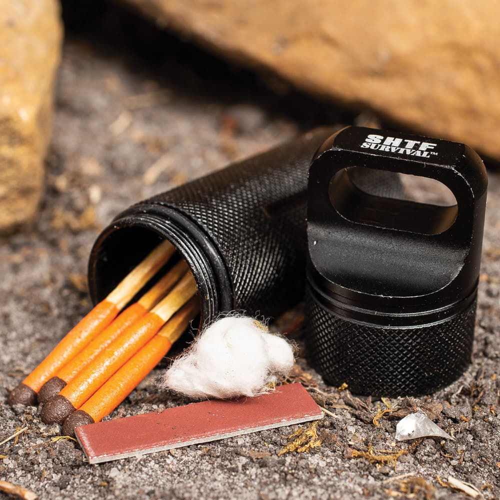 OneTigris EDC Survival Waterproof Pill Fob Match Case Container With O Ring Hiking Emergency Gear Titanium
