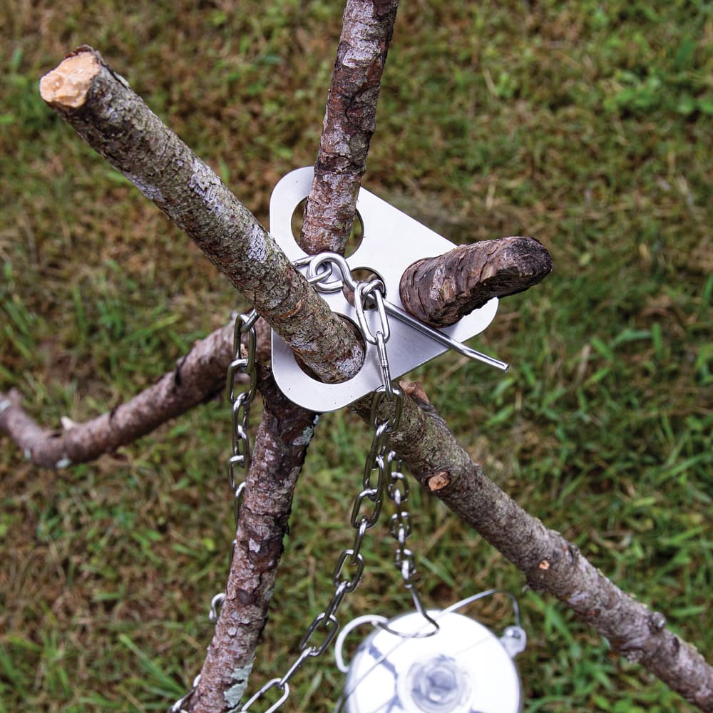 Trailblazer Camp Cooking Hanging Tripod | 3' 11 Chain Length | Stainless  Steel Triangle Frame | Heavy-Duty Hanging Chain | Includes Storage Pouch