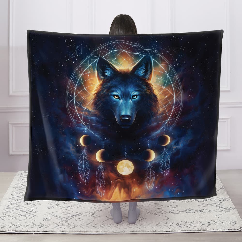 The blanket held up to show its overall size image number 1