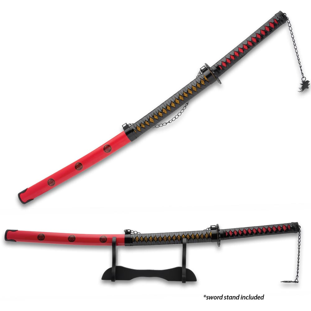 Kojiro Red Emperor Katana & Scabbard with Stand