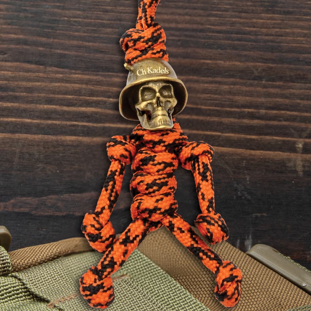 Orange Skull Trooper Pendant Keychain - Paracord
